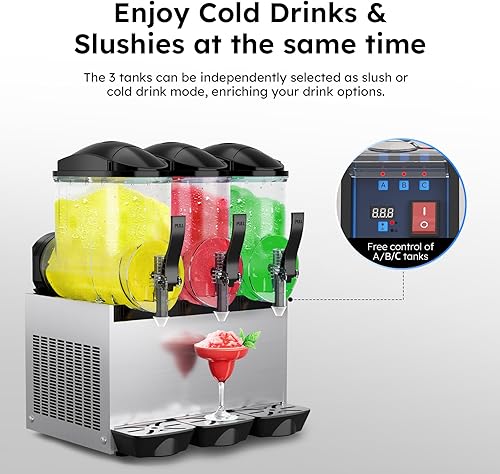 Miniatura 15 de Máquina comercial de granizado 24L Máquina de bebida congelada de doble tanque 1050 W de acero inoxidable Margarita Wine Slush Smoothies Maker