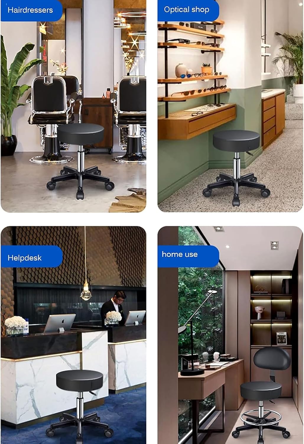 Adjustable Saddle Stool Chair with Back Support, Swivel Design for Salon, Spa, Beauty, Dental Clinic, Home Office - Ergonomic Brown Seat