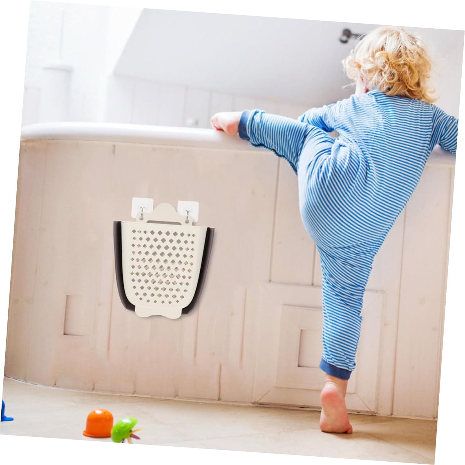 VICASKY Collapsible Plastic Laundry Basket Wall Hanging Clothes Hamper for Bathroom Large Capacity Dirty Cloth Storage Basket with Comfortable Handle and Space Saving Organizer for Clothes