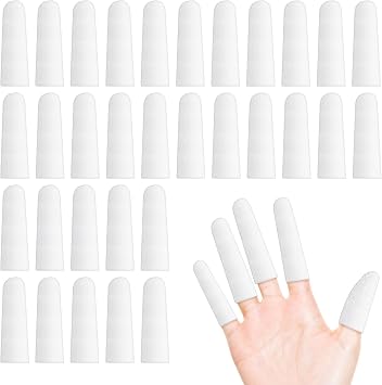 200 pcs Cotton Finger Cots - Cloth Finger Cots Finger Toe Sleeves Fingertips Protective Cover, White Finger Cots Finger Protectors, Thumb Protector for Finger Tips Comfortable and BreathableWhite