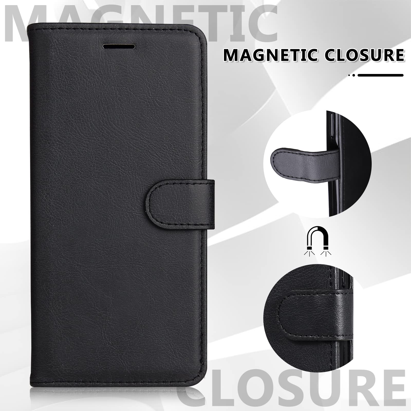 DENDICO Huawei P20 Pro Case, PU Leather Wallet Case, Black in use