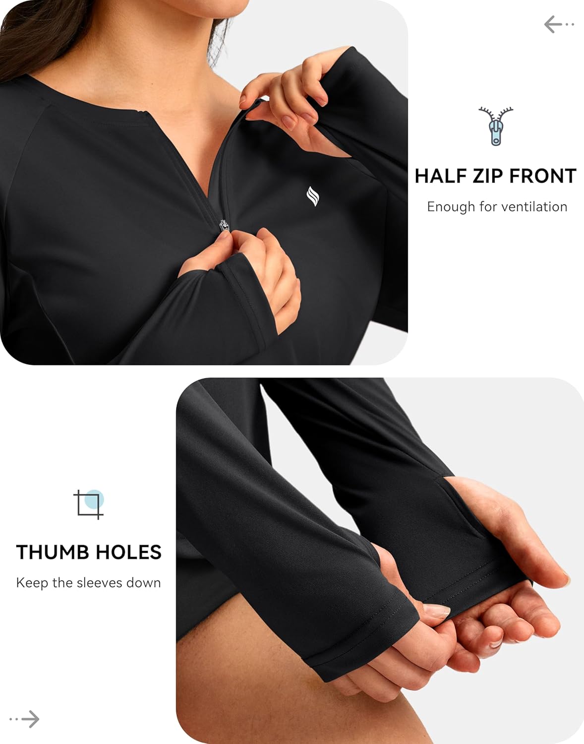 SANTINY Women's Rash Guard UPF50+ SPF Long Sleeve Swimsuits Top UV Sun Protection Swim Shirts for Woman with Zip - Image 4