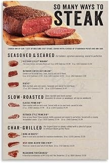 Steak Cooking Guide Poster Steak Doneness Guide Poster Kitchen Poster Canvas Painting Posters And Prints Wall Art for Living Room Bedroom Decor 12x18inch(30x45cm) Unframe-style