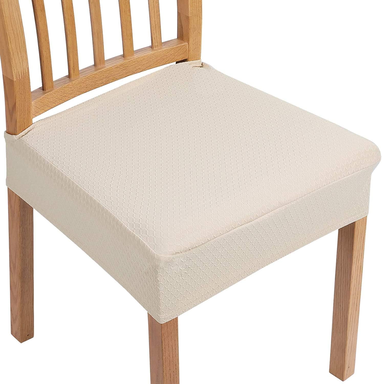 smiry Dining Chair Seat Covers, Jacquard Dining Chair Seat Protectors, Set of 1, Beige Amazon