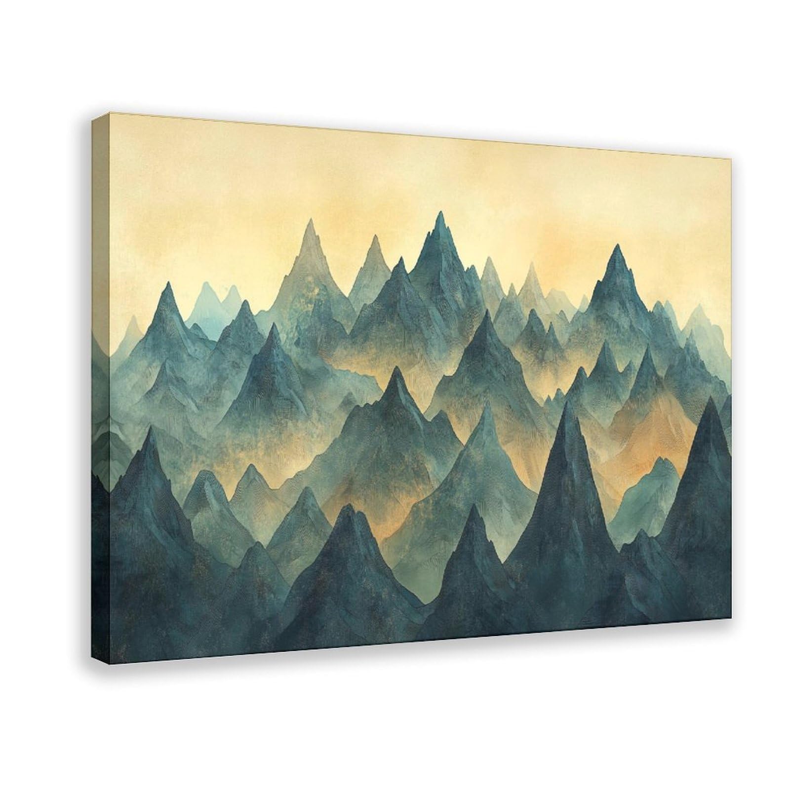 Pyberon Frame-Style Pine Forest, Misty Mountains Canvas Poster For Office Decor Gift