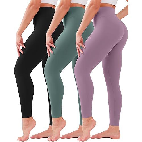 3 Pack Leggings for Women High Waisted No See-Through Tummy Control Soft Yoga Pants Womens Workout Athletic Running Leggings