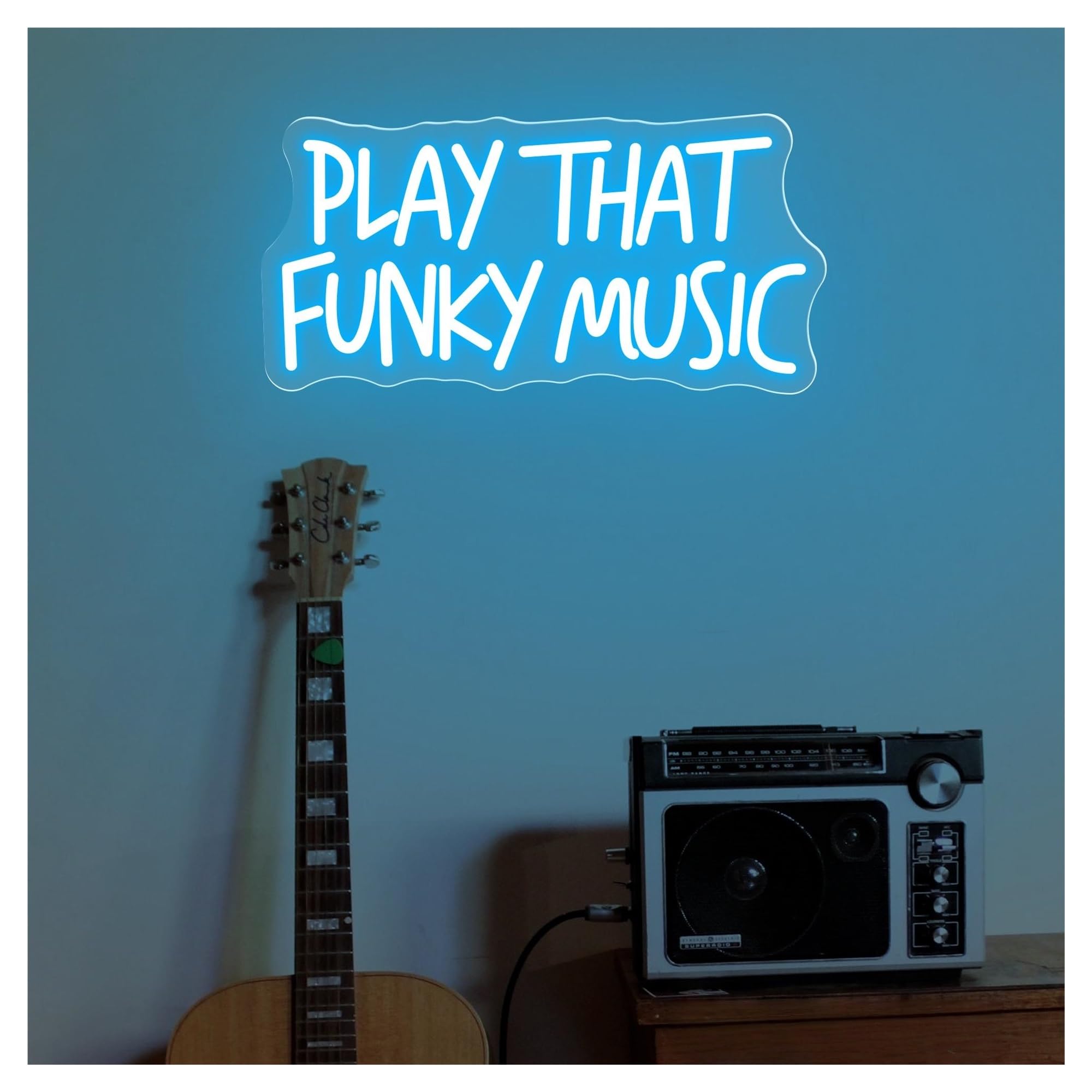 Shouxi A Sign Lamp Play That Funky Music Neon Sign, Room, Wall Rt, Bar Decor, Studio 22Cmx45cm(A)