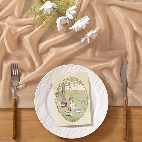 Miniatura 3 de Socomi 4 caminos de mesa de gasa nude a granel de 10 pies de gasa como camino de mesa de boda para decoración de despedida de soltera, baby shower
