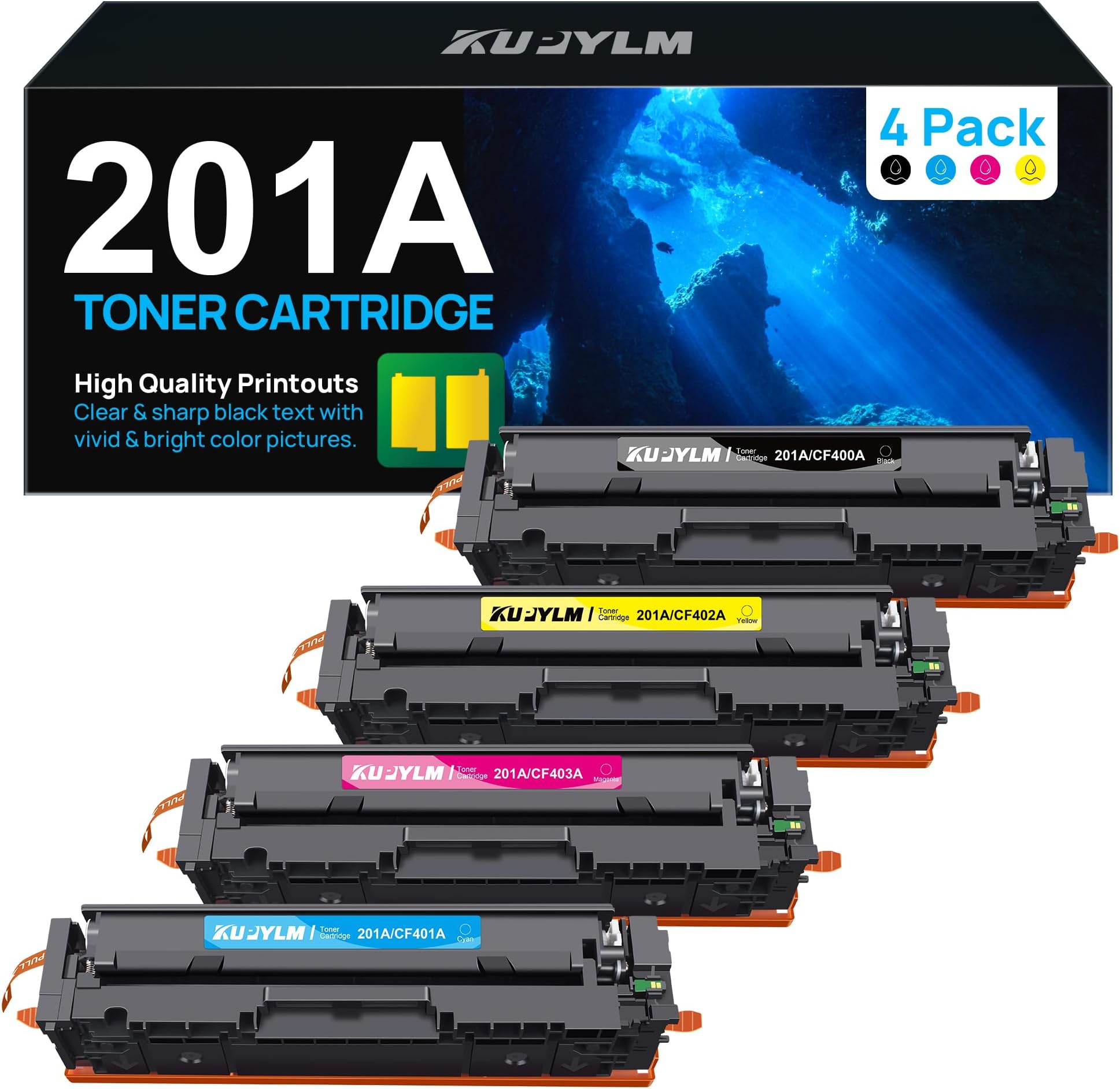 HP 201A CF400A Toner Noir Authentique pour HP Color LaserJet Pro M252 ...