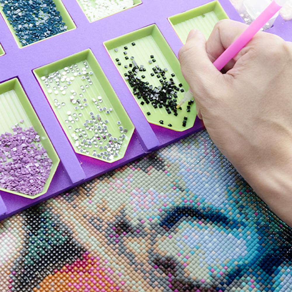 Doafoce Plateau De Peinture Diamant 2 Pièces - Organisateur Avec 12 Plateaux Et 12 Boîtes Pour Diamond Painting Boîtes Tri Diamants