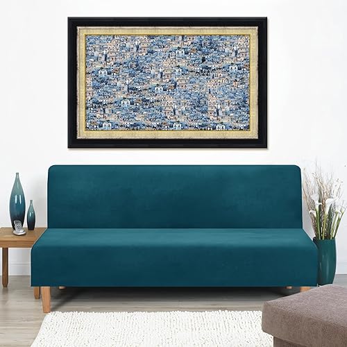 Vista 9 de MIFXIN Funda para futón sin brazos, de terciopelo elástico, plegable, protector de muebles elástico para futón plegable, sofá cama, sin reposabrazos