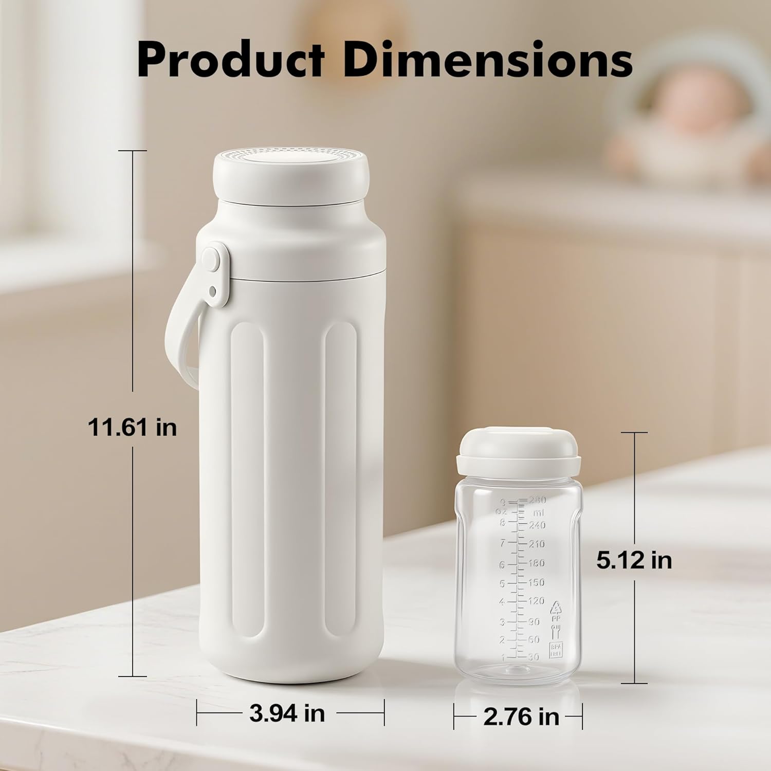 Portable Breast Milk Cooler - 19oz Breast Milk Cooler Bottle with 2pcs Baby Bottles, Breast Milk Chiller with Stainless Steel Ring Cooling for 24 Hours, Breastfeeding Essentials for Travel Outdoor