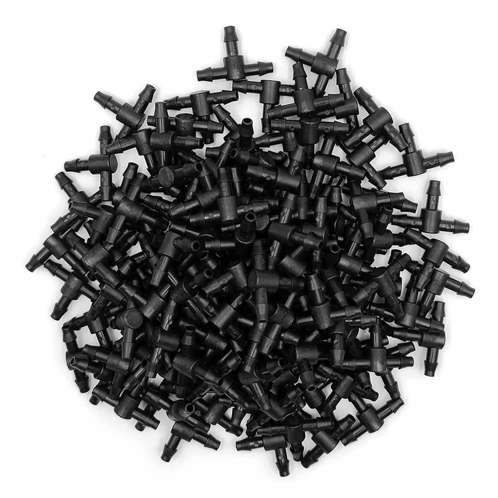 50 conectores en T de plástico púas 3 vías for tuberías riego 4/7 mm, acoplamientos manguera, microriego por goteo(1000PCS)