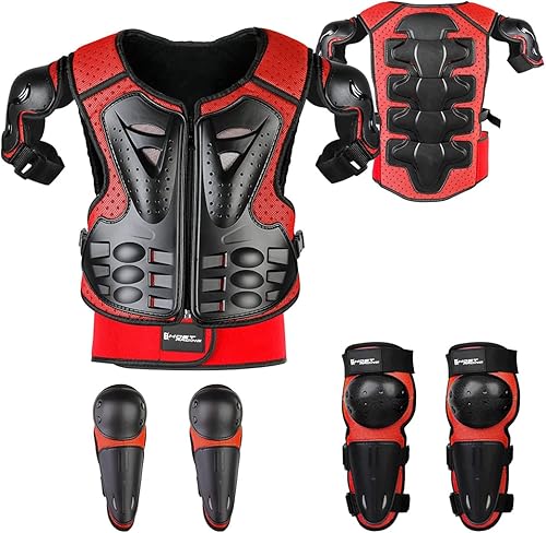 Miniatura 9 de JUSTDOLIFE 5 piezas de equipo de motocross juvenil, chaqueta de protección de armamento de motocicleta, armadura de motocicleta para niños con