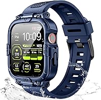 Vista 8 de Dsytom Funda impermeable con correa compatible con Apple Watch Band de 1.81 pulgadas, 1.77 pulgadas, 1.73 pulgadas, 1.65 pulgadas (S11/10) 1.61 Negro