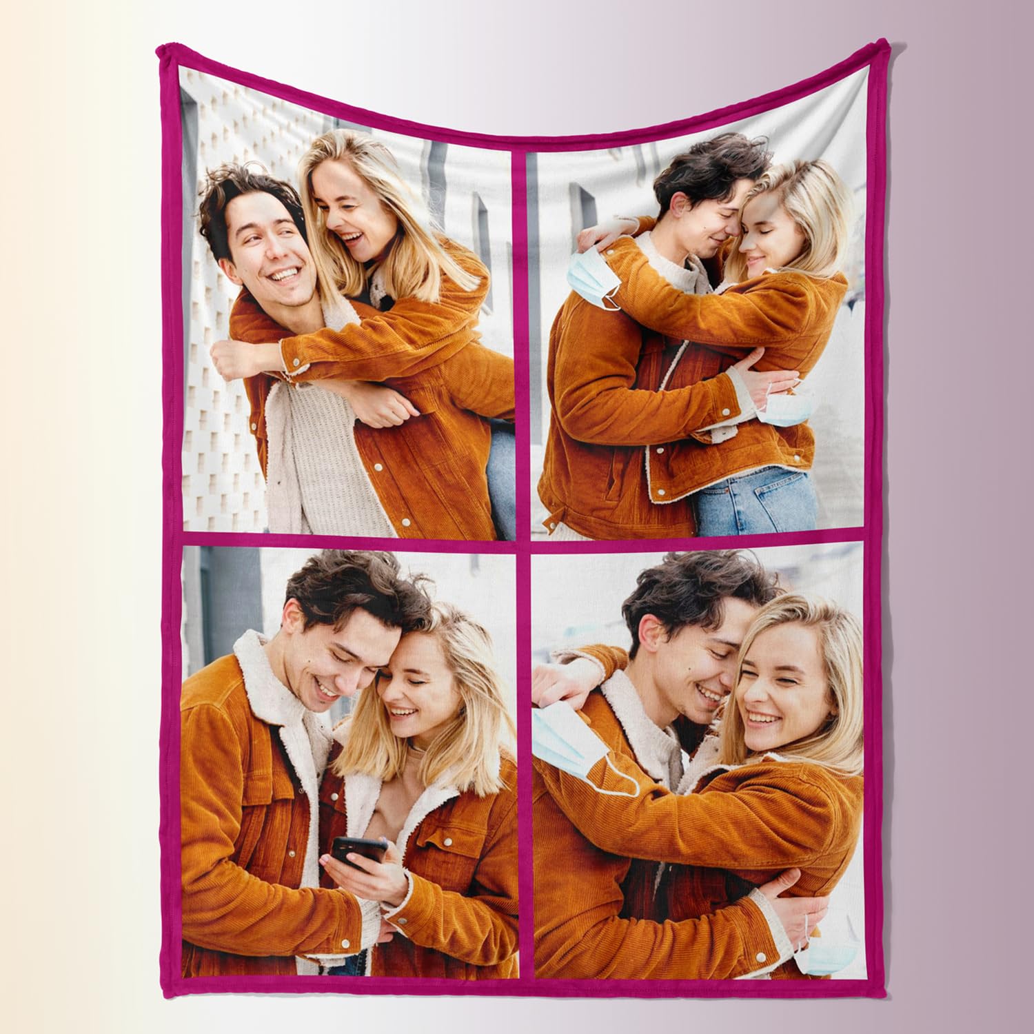 Rainsar Personalised Blanket with Photos, Custom Blanket Throw Multiple Colors Sizes for Couples, Customisable Picture Gifts for Mum, Dad, Family, Ideal for Birthdays, Christmas, Anniversary