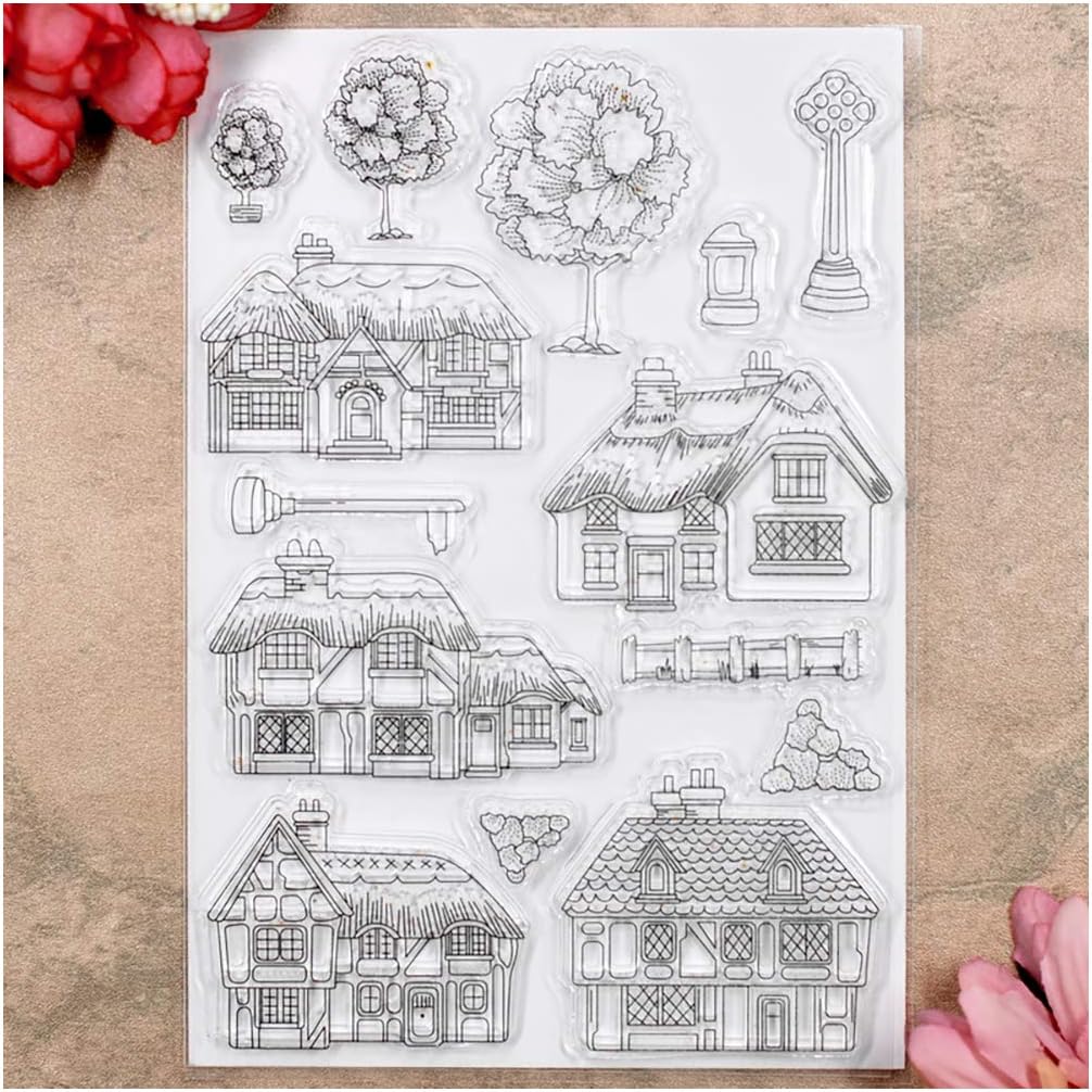 KWELLAM House Tree Home Clear Stamps for Card Making Decoration and DIY Scrapbooking