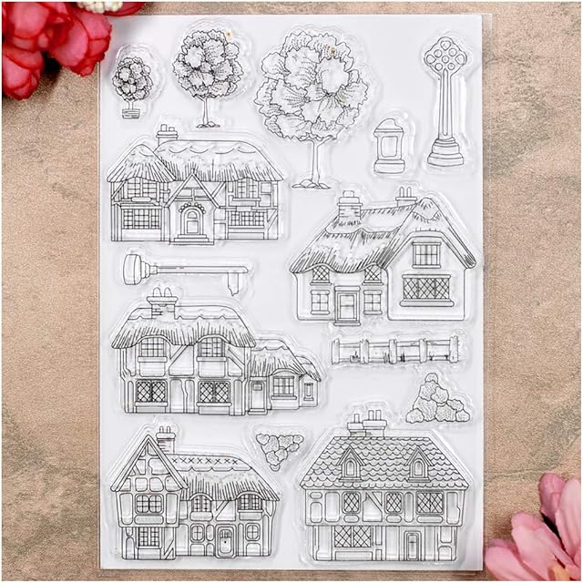 KWELLAM House Tree Home Clear Stamps for Card Making Decoration and DIY Scrapbooking