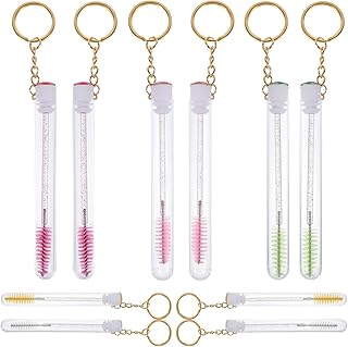 10pcs Eyelash Brush with Test Tube Keychain, ...