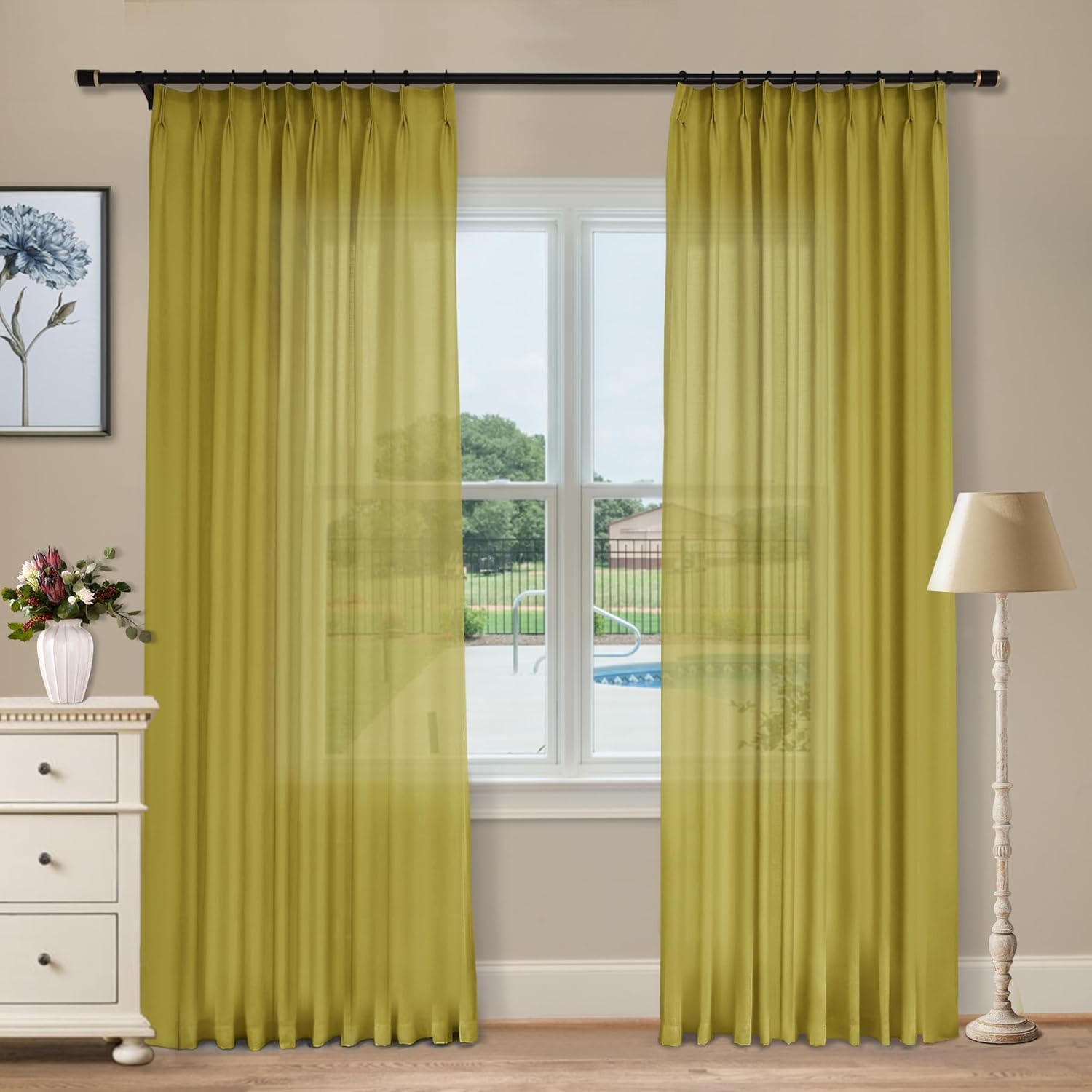 Cortina Plisada Phating - Extra Ancha 84x96" - Térmica Opaca - Beige - 1 Panel