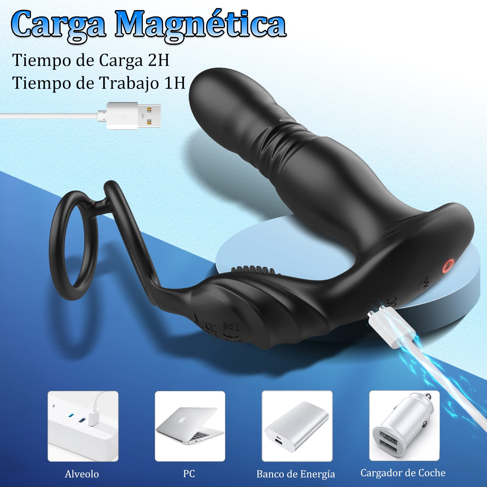3 EN 1 Vibrador de Anal con Anillo de Pene, Juguetes Sexuales Anales Masculinos, Estimulador de Anal, Vibrador de Próstata con 10 Modos de Empuje&Vibratorios, Vibrador Consolador para Hombres
