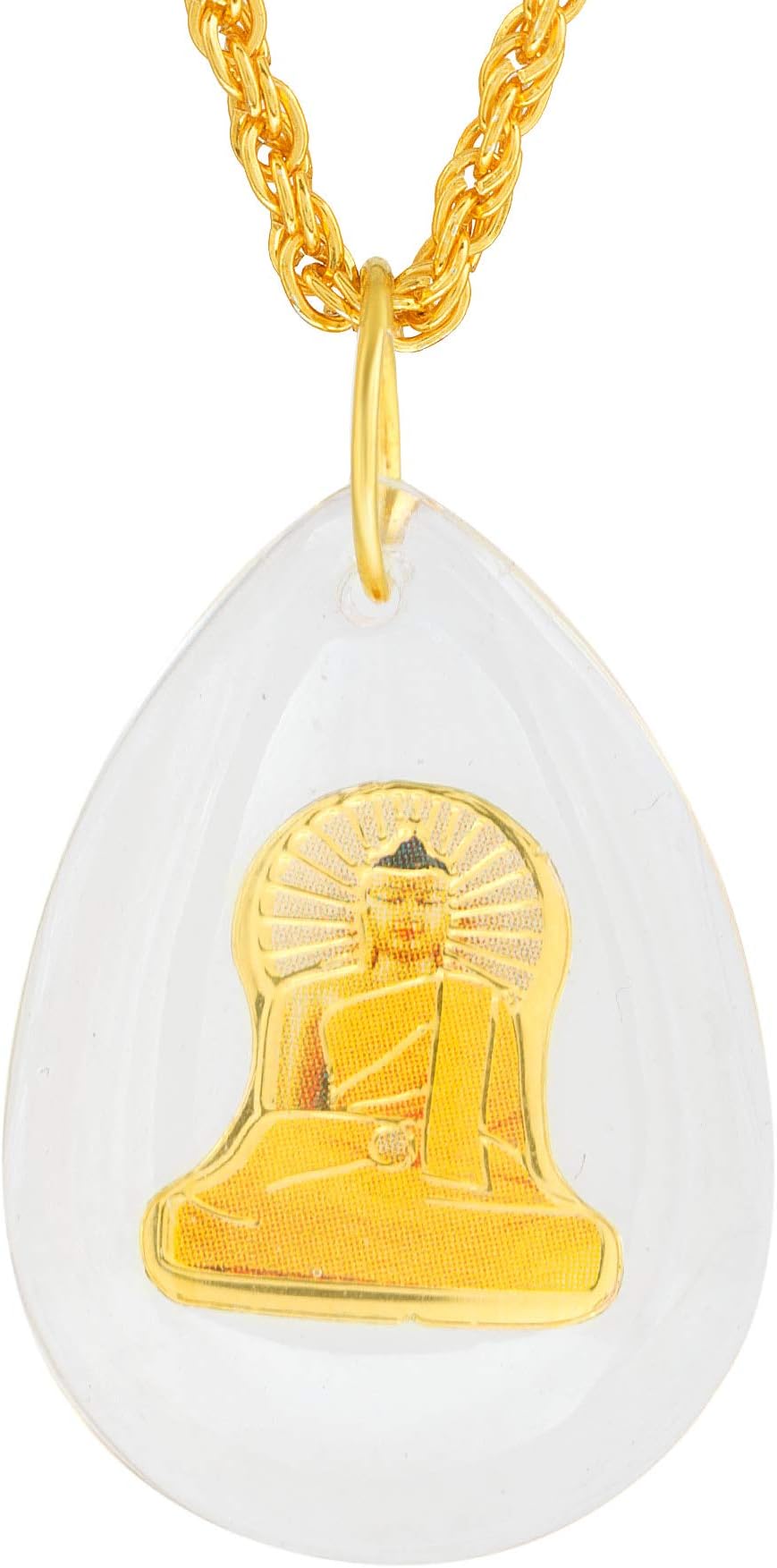Crystal Aquarium encased Buddha pendant necklace for Men and Women