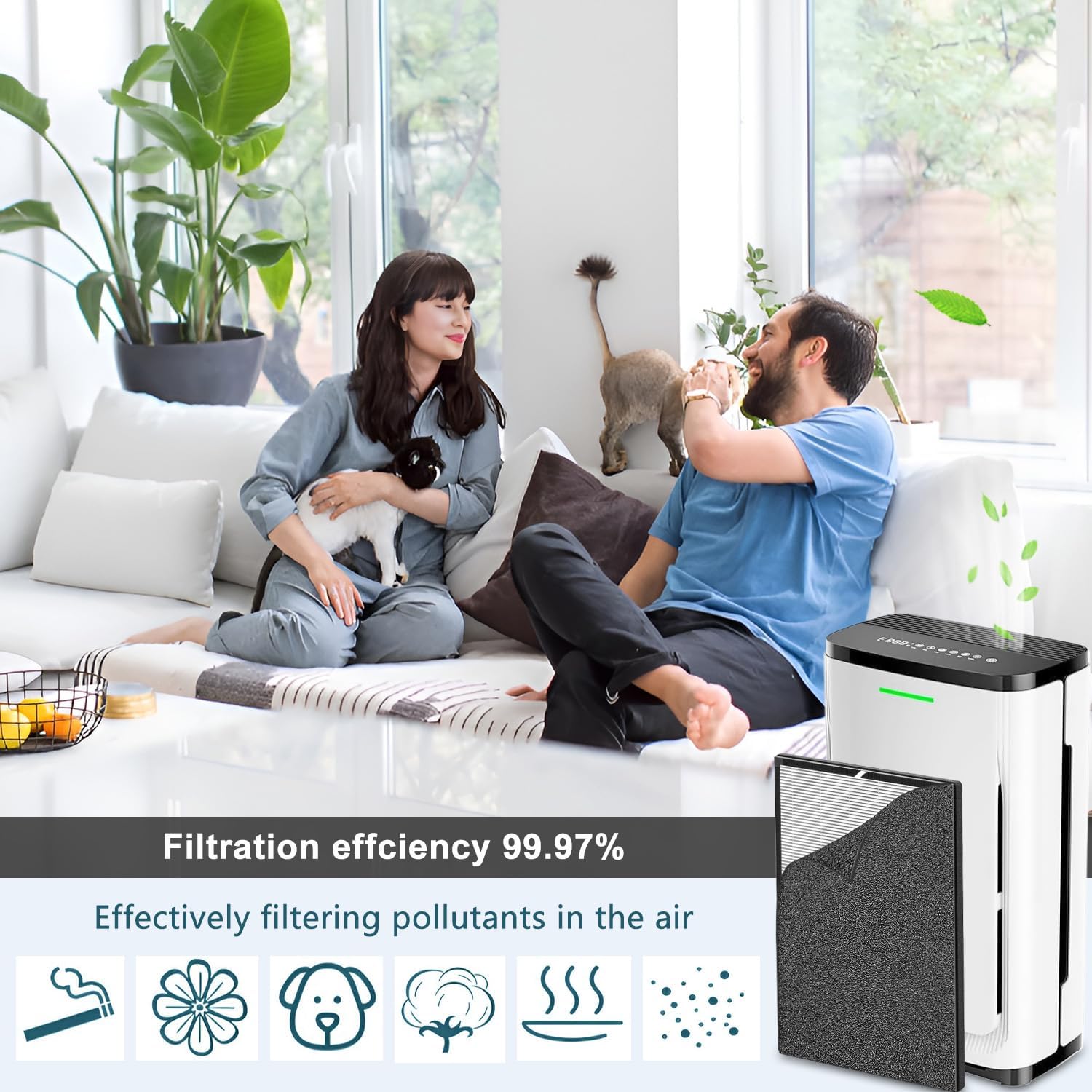 Air Filter Compatible with HEAPETS MPHELW-P339 Air Purifier,3-in-1,H13 Filter 3-Stage Filtration,2PACK