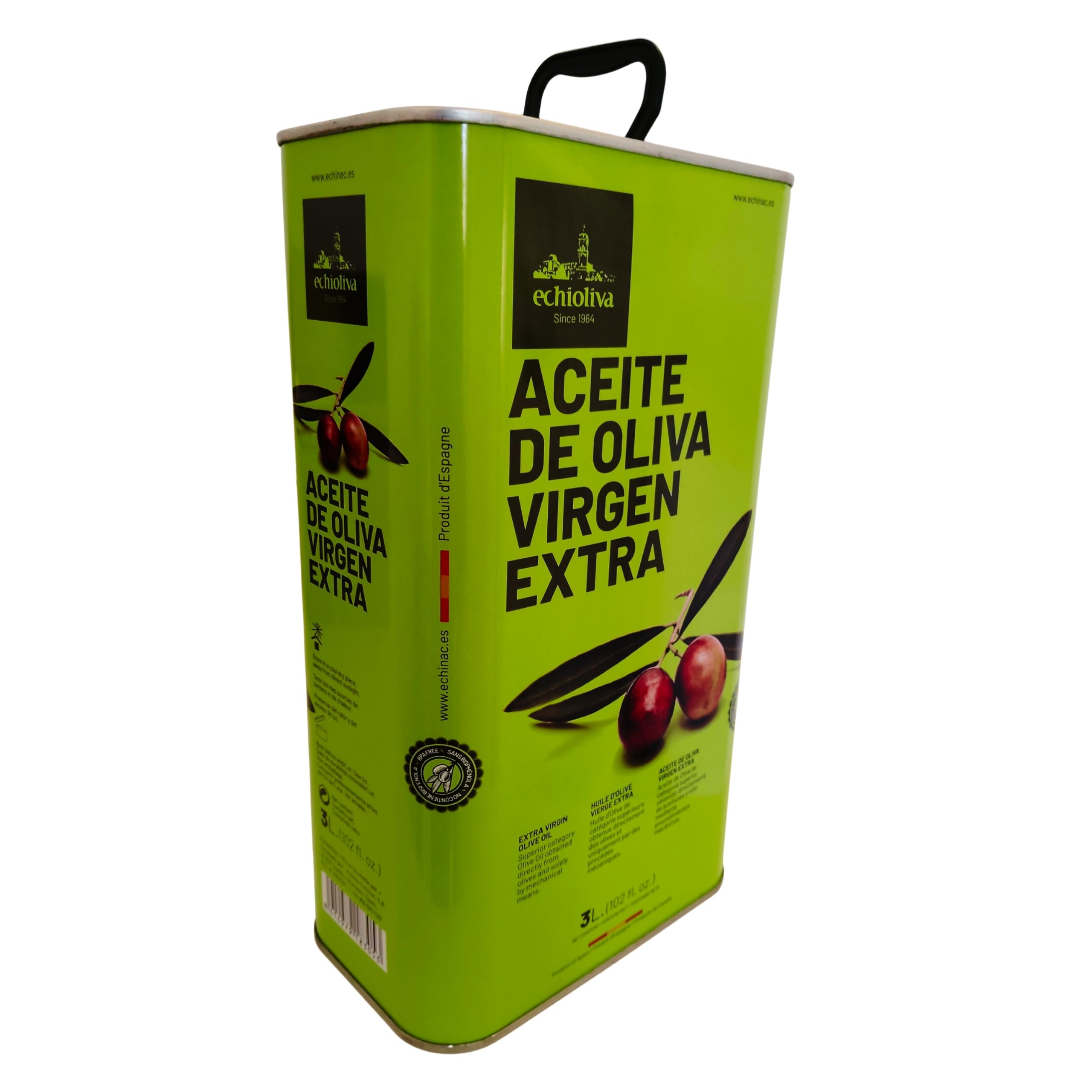 Aceite de Oliva Virgen Extra · ECHINAC Granada Desde 1964 · Lata Opaca 3 Litros · Despensa Familiar