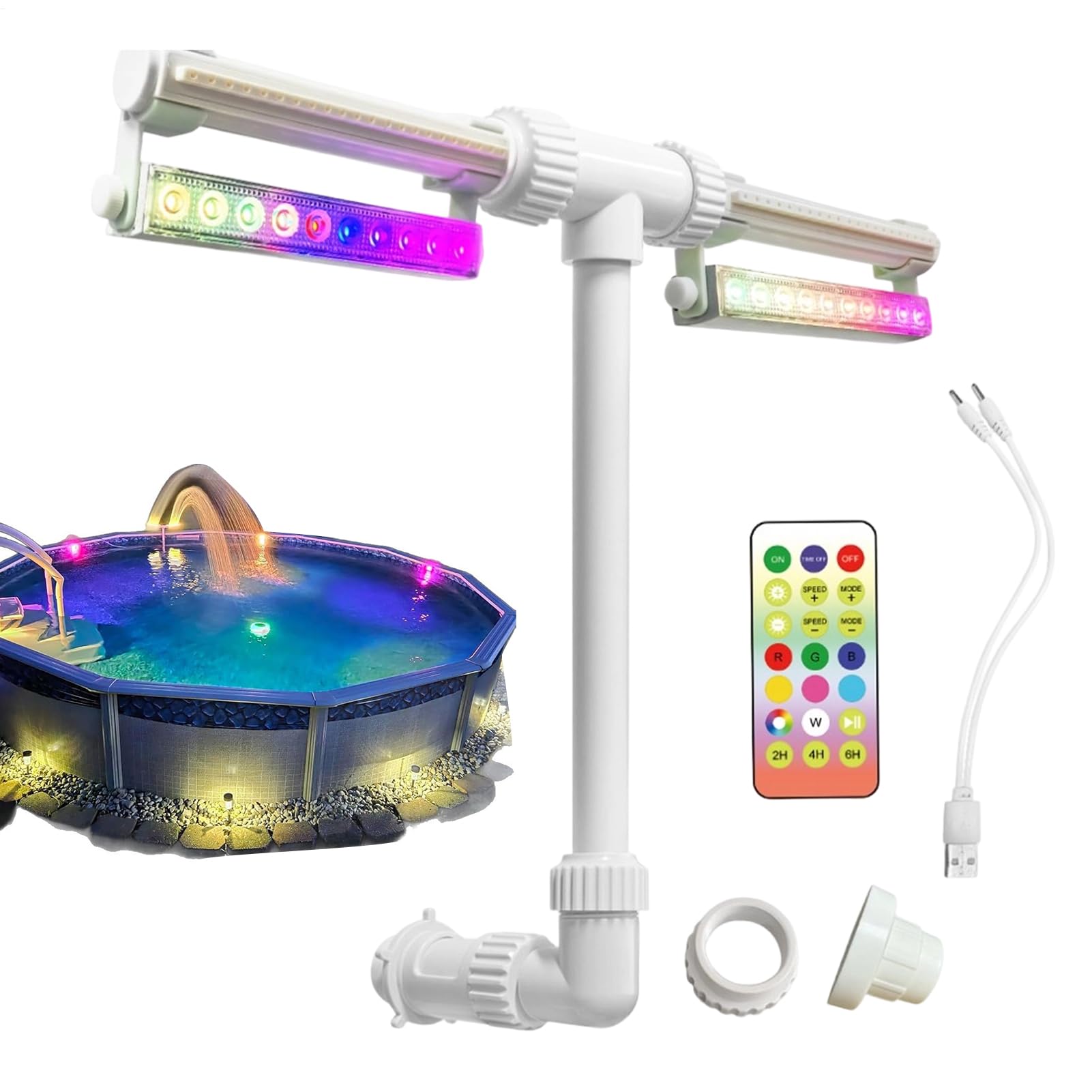 Cascata per Piscina Getto Regolabile con | per Piscina con Cascata e Acqua per Rinfrescarsi e Relax, Fuori Terra, Interrate, Giardino Esterno, Vacanze Estive