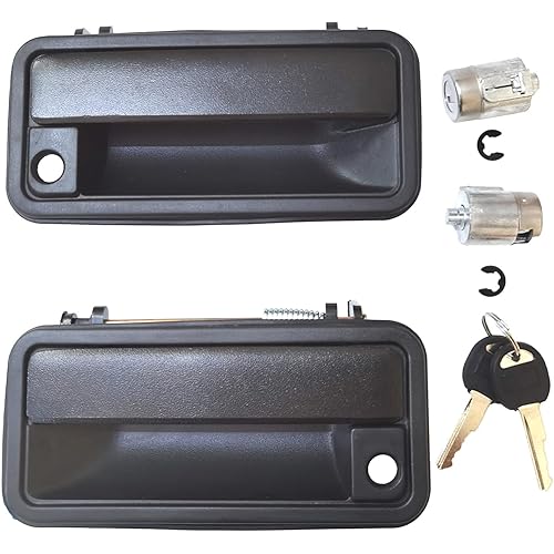 Metal Exterior Door Handles w/Lock Cylinders for 1988-1994 Chevy C1500 C2500 C3500 HD K1500 K2500 K350 Tahoe Suburban GMC Yukon, Front Left & Right Replaces 15742229 15742230