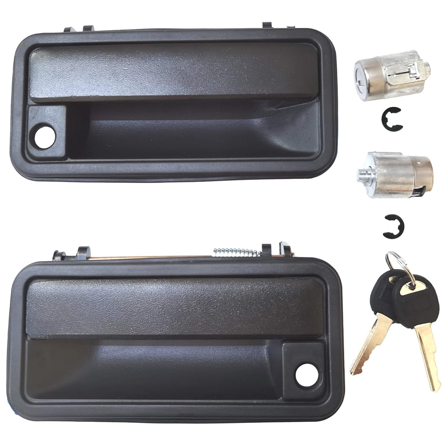 Metal Exterior Door Handles w/Lock Cylinders for 1988-1994 Chevy C1500 C2500 C3500 HD K1500 K2500 K350 Tahoe Suburban GMC Yukon, Front Left & Right Replaces 15742229 15742230