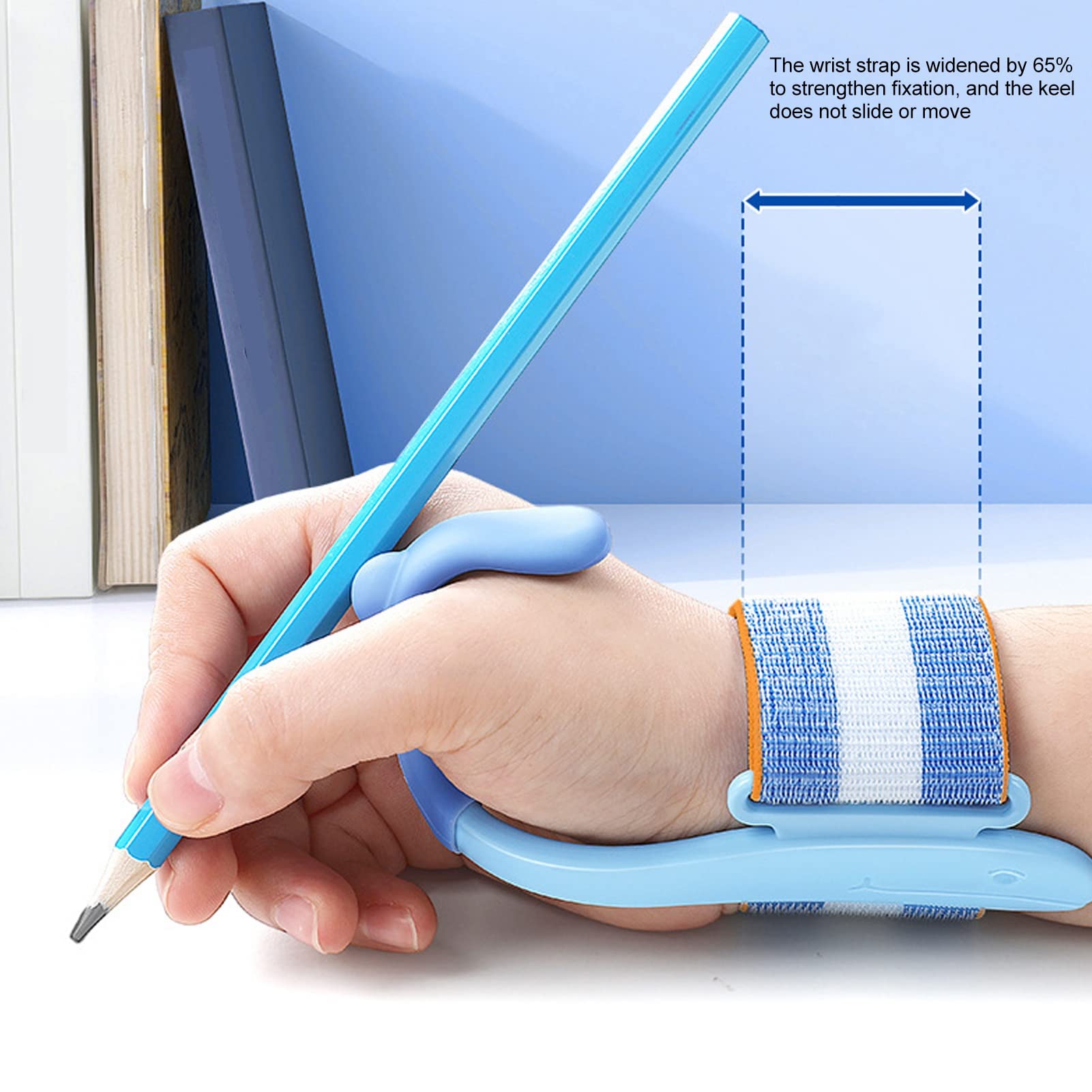 Generic Precise PEN Hold Corrector Ergonomic Writing Posture Tool for Students, Premium Wrist Bath for Penggrip Support ABS Nylon Silikon (BLUE)