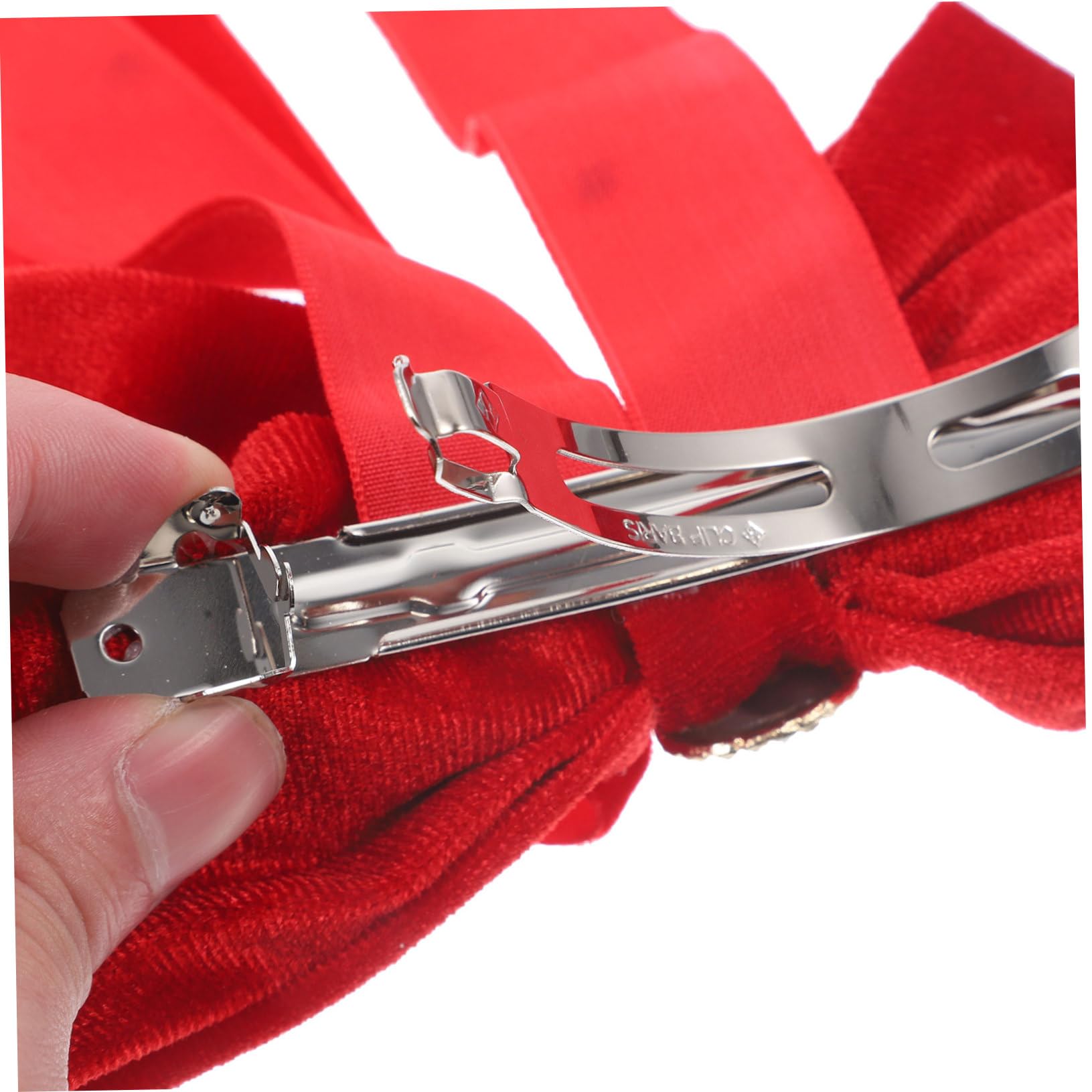 FRCOLOR 4 Pz forcina ad fermagli per perlati fermagli per ragazze fiocchi di di raso copricapo clip fermanello tornante femminile molletta per tessuto rosso