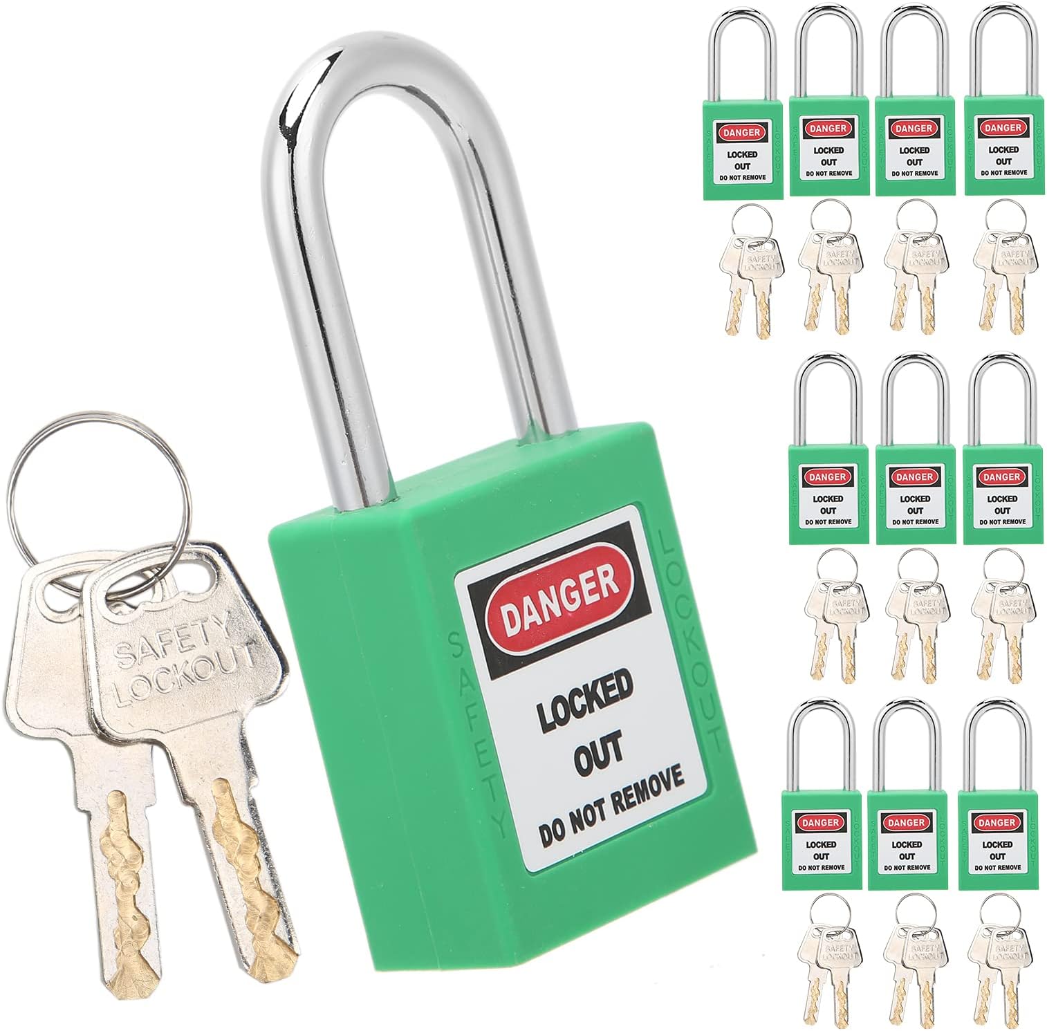 Lockout Tagout Lock Set, Durable Lockout Tagout Lock Lockout Lock Safety Padlock Sets with 20 Keys for Lock Out Tag Out Stations(Green)