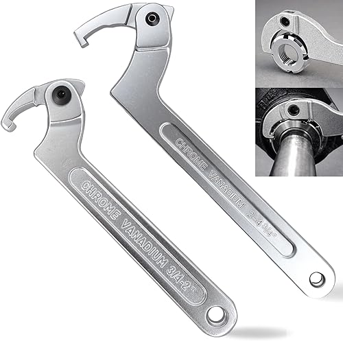 Wadoy Herramienta de Llave de Gancho Ajustable en C, Cromo Vanadio 3/4-2"(19-51mm)+2-4 3/4"(51-121mm) Juego de Llaves - Utilizada para Apretar