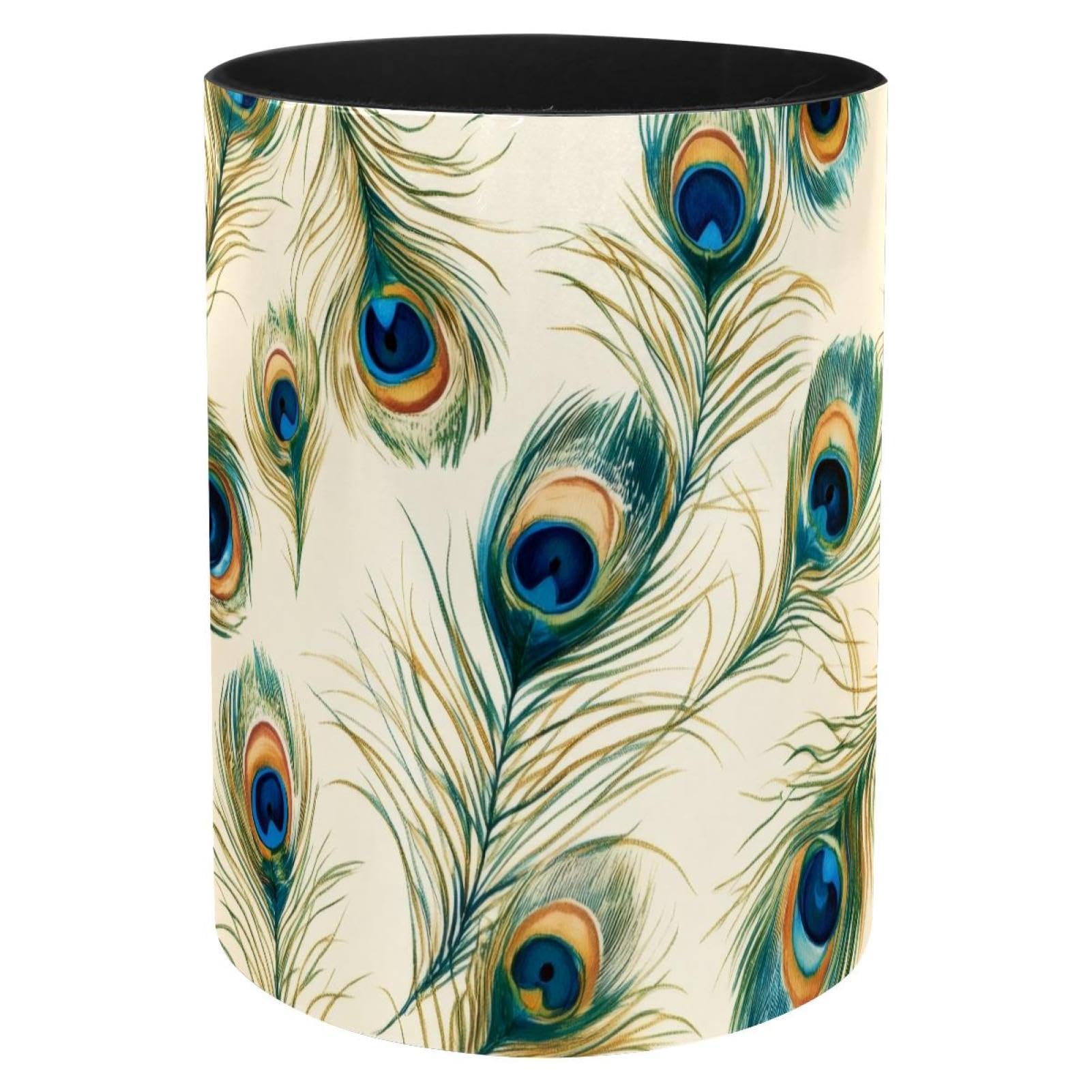 Porte-pinceaux de maquillage en métal et motif paon pour sublimer votre coiffeuse