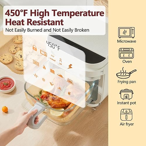 Miniatura 3 de Forros desechables para freidora de aire de 9 pulgadas, 200 forros cuadrados de papel pergamino, resistentes al calor y antiadherentes, forros sin