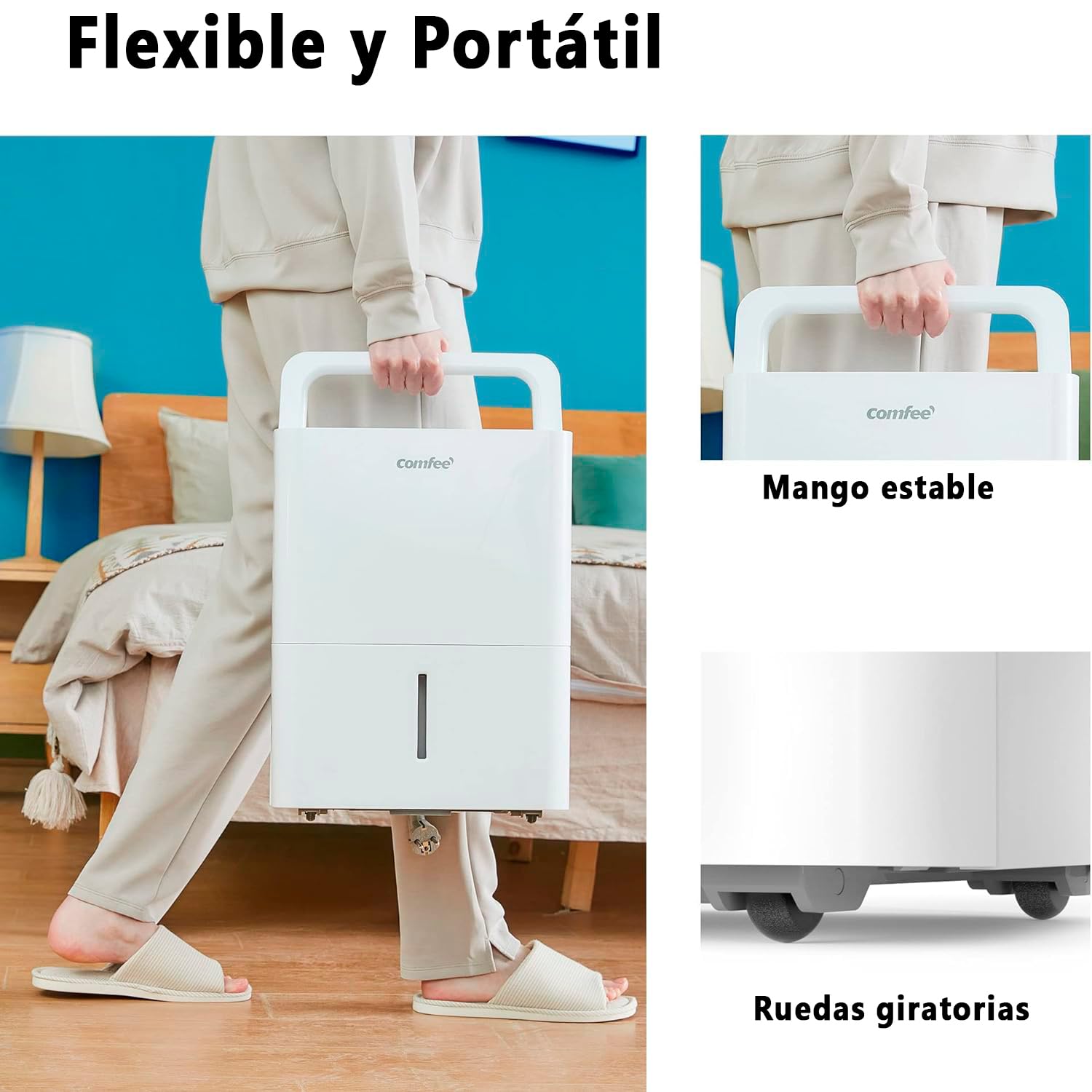 COMFEE’ Deshumidificador 10L para Humedad interior hasta 20 m2 / 50 m3 - Deshumificador Silencioso compacto y de bajo consumo - Deshumificadores de humedad con depósito extraible y reinicio automático