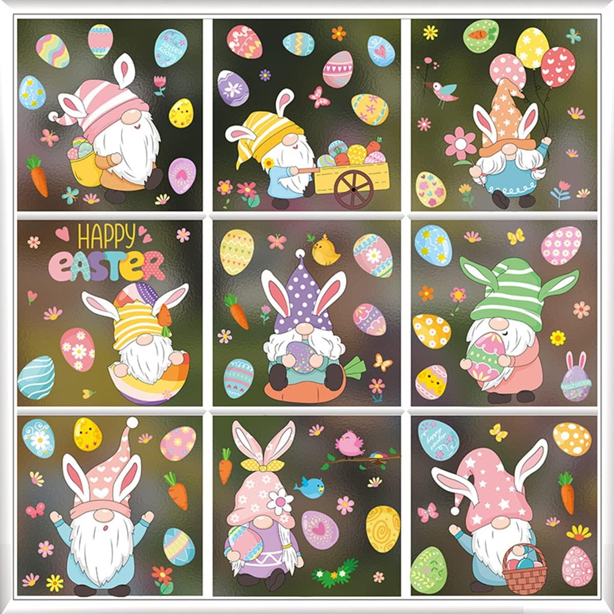 XRHOT Easter Window Cling Stickers 106Pcs Easter Egg Window Sticker Set