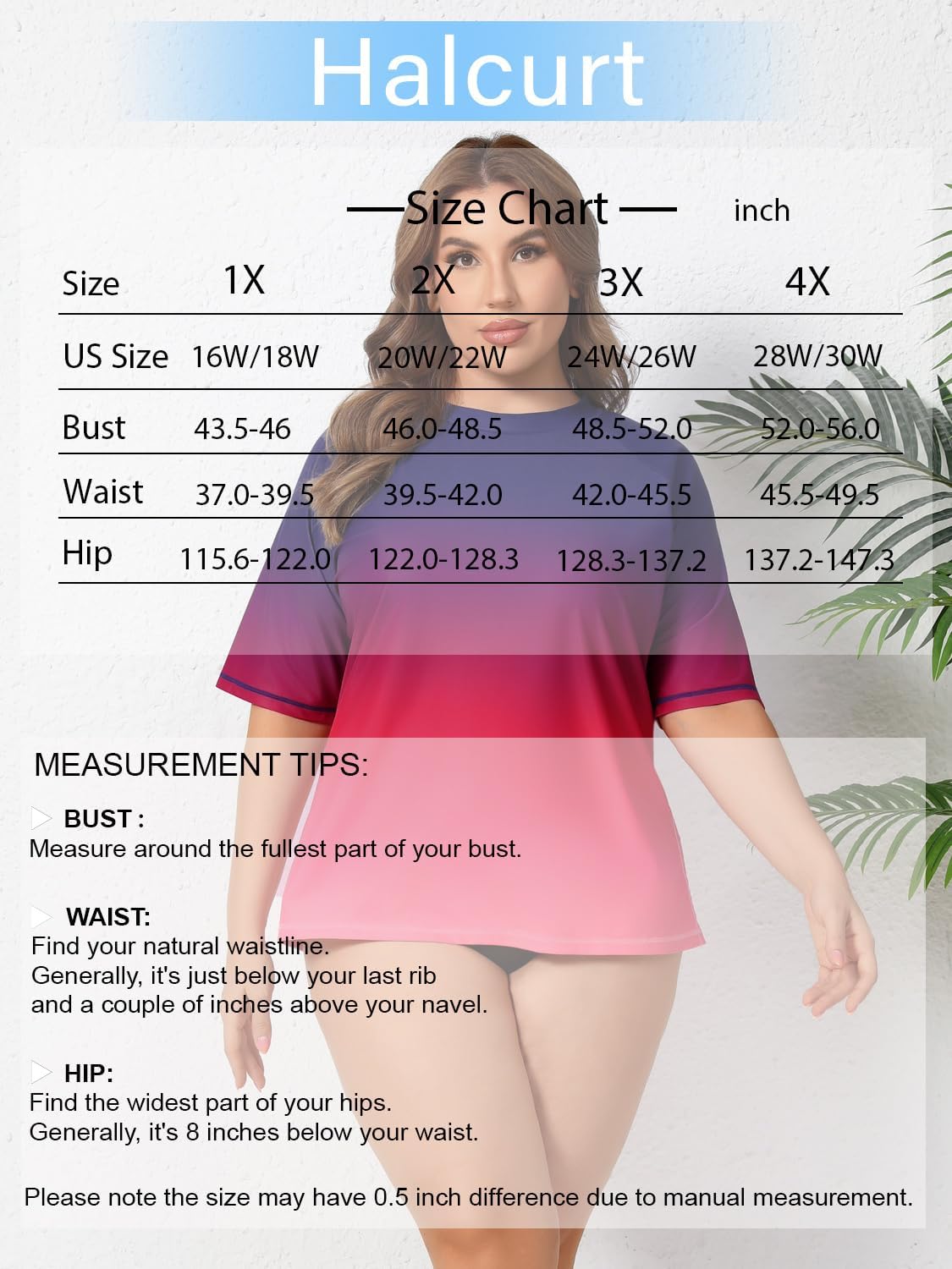 Halcurt Women's Plus Size Rash Guard Short Sleeve Swim Shirts Loose Fit UPF50+ Sun Protection Swimsuit Top Only