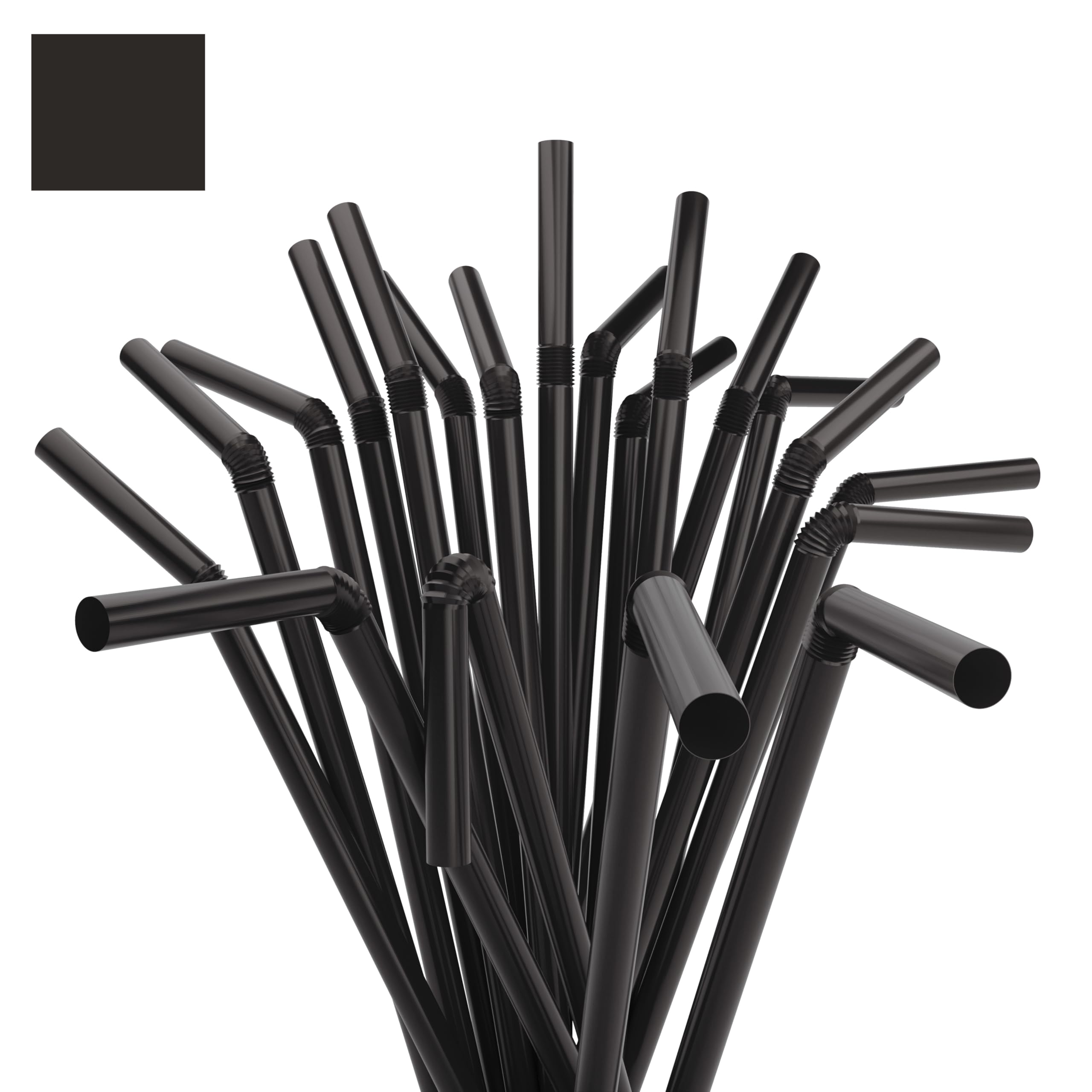 Flexible Plastic Drinking Straws - 7.75" x 0.23" (250, Black)