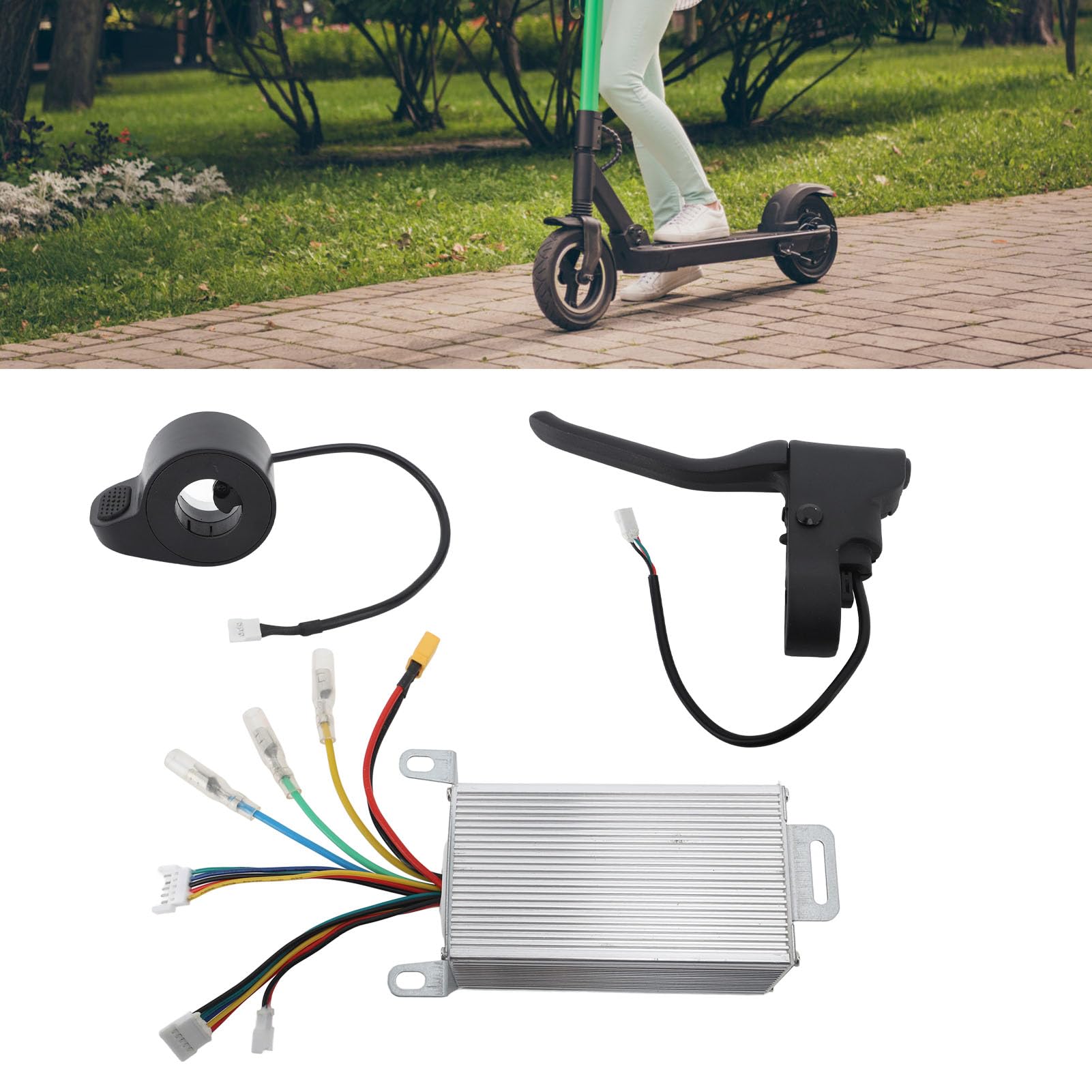 VGEBY Kit Controller Motore Scooter Elettrico, Controller Motore 36V 350W con Display Cruscotto Pollice Acceleratore Leva Freno Faro Fanale Posteriore per Scooter Elettrico