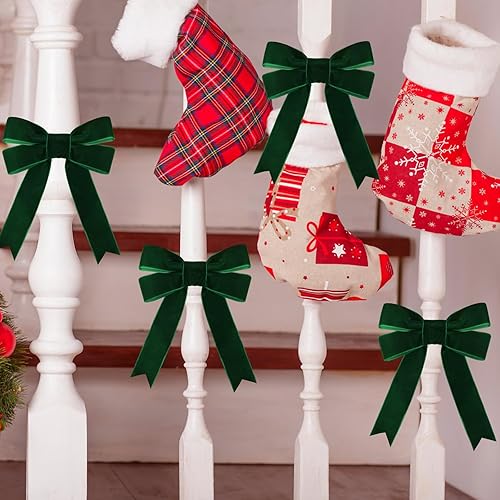 Miniatura 6 de Cinta de terciopelo verde de 10 yardas de 1 pulgada para árbol de Navidad, cinta de terciopelo de Navidad para envolver regalos, manualidades, arco,