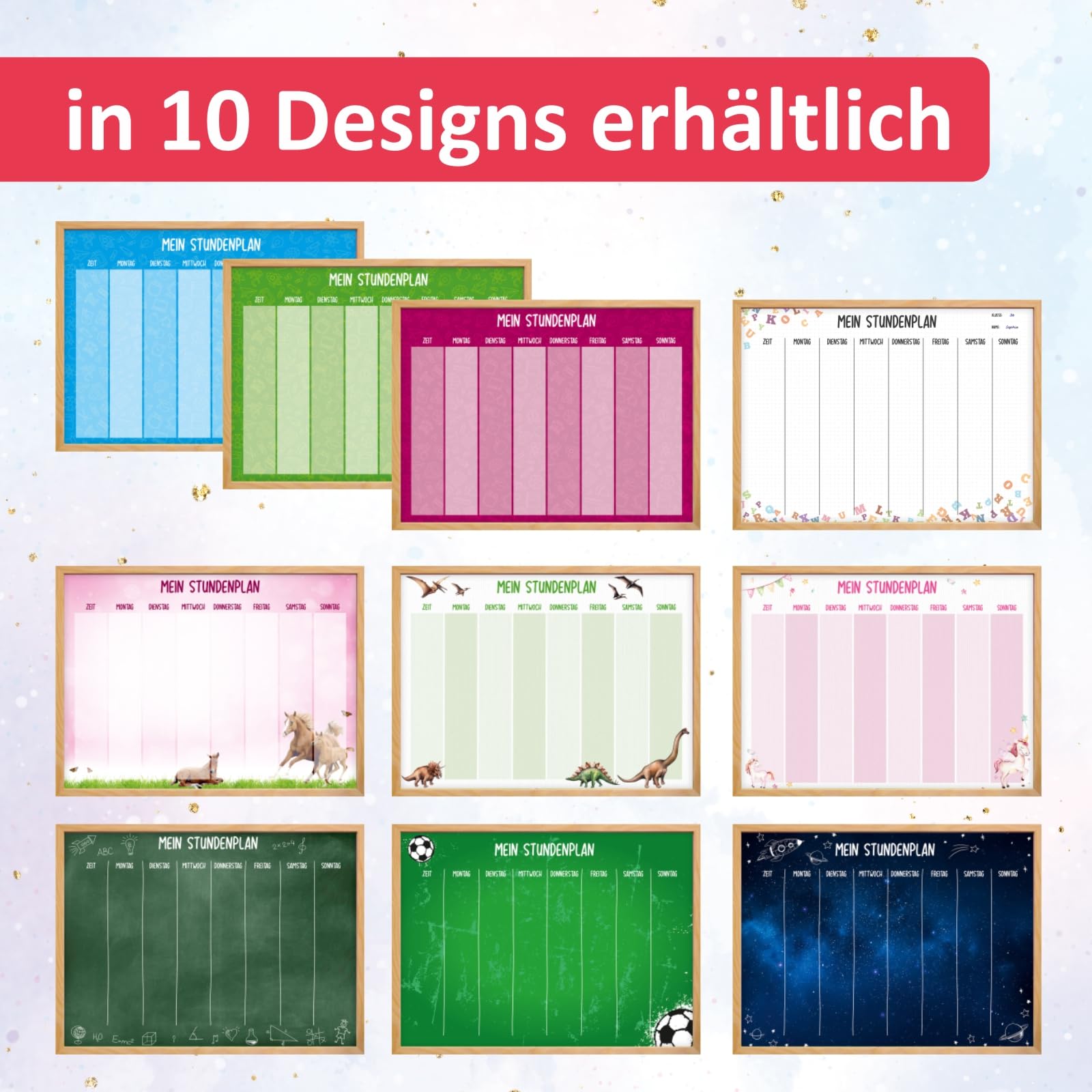 Magnetischer Stundenplan grün 90 Magneten Stift abwischbar Wochenplaner Schule 40 x 30 cm