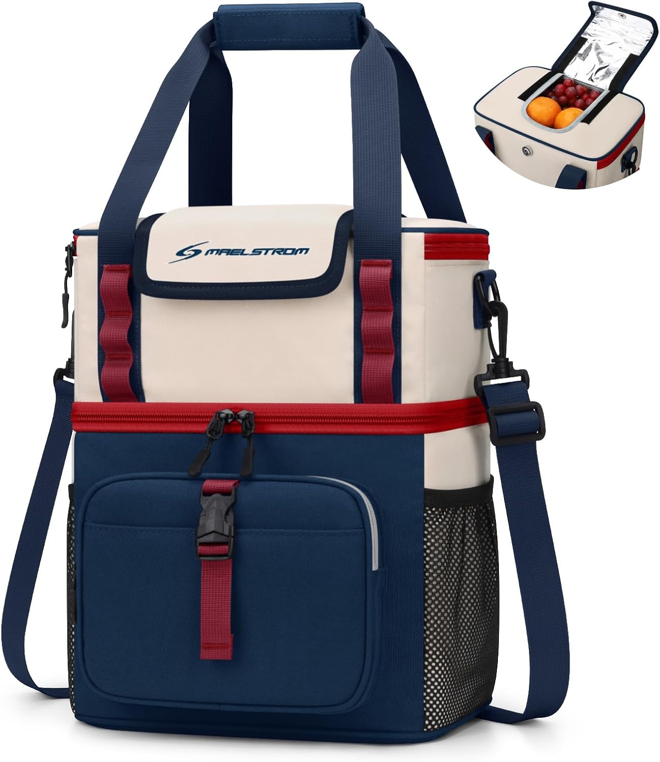 Maelstrom Lunch Box for Women, 20L Insulated Lunch Bag Men, Leakproof Double Deck Cooler Bag, Soft Lunch Cooler with Quick Access Flip-Top Lid for Work, Beach,Travel, Camping