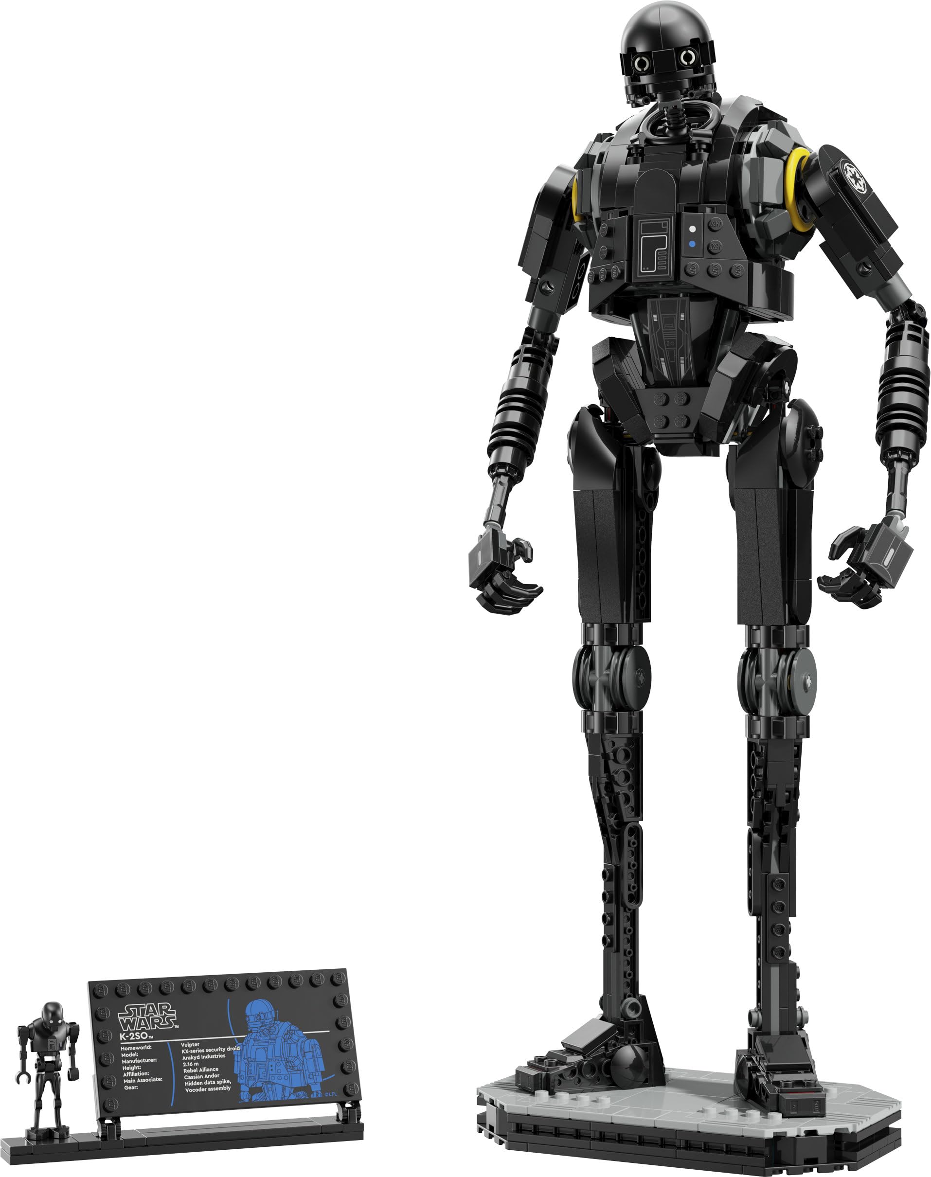 LEGO Star Wars : Andor 75434 K-2SO Le Droïde de Sécurité - Figurine Articulée - Jeu de Construction à Exposer - Maquette Collector avec Plaque - Cadeau pour Garçon, Fille ou Adulte Fan de la Série TV