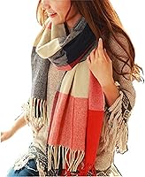 Loritta Women's Oversized Plaid Scarf - Soft Warm Acrylic Shawl Wrap, Large Lattice Winter Fashion Gift