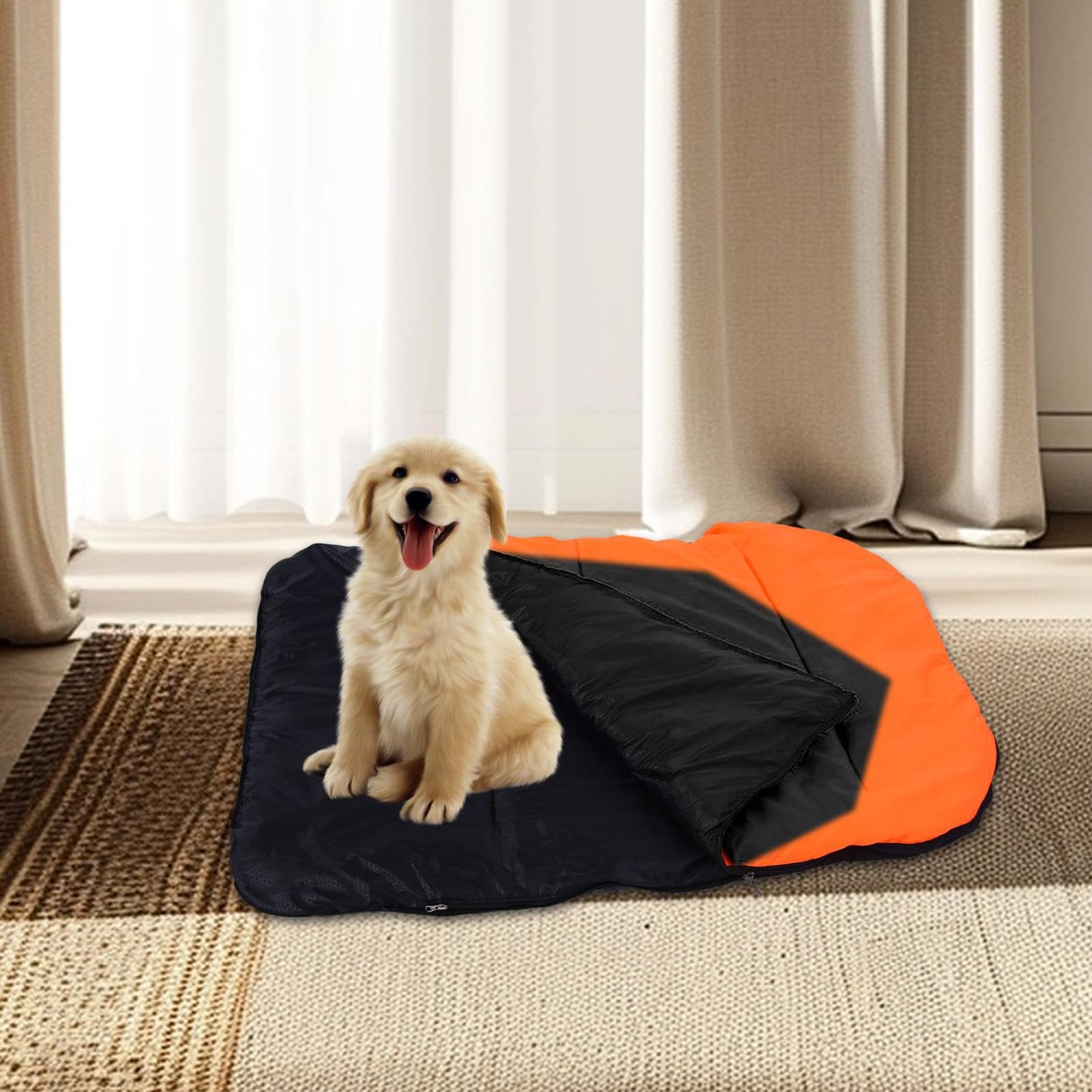 Caldo tappetino per cani ripiegabile, morbido tappetino riscaldato elettrico per cuccioli, sacco a pelo da viaggio all'aperto coperta per cani con cerniera, per viaggi all'aperto e campeggio