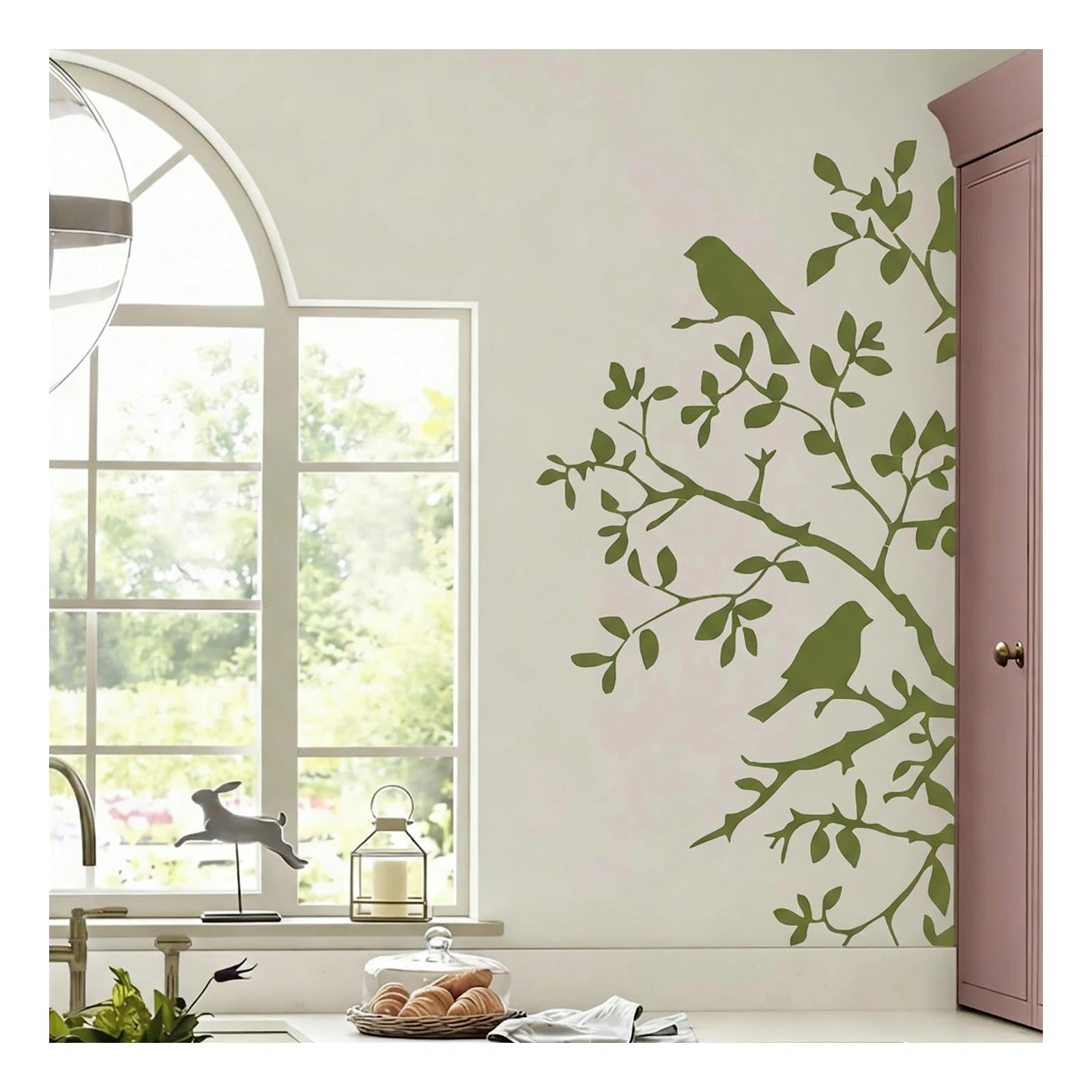 Grand pochoir mural XXL 65x120 cm en plastique réutilisable pour salon et chambre