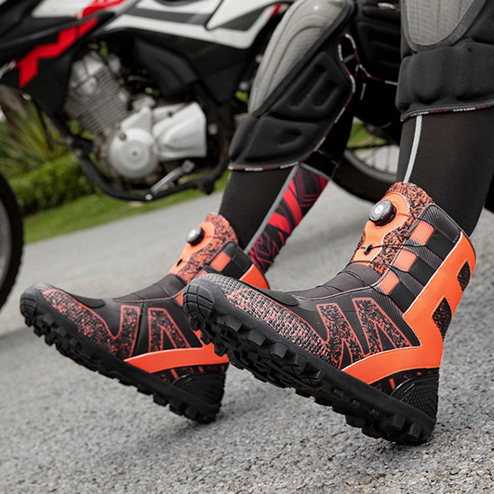 Stivali da Moto Uomo Stivali da Motociclista Protettivi in Pelle Motocross Touring Bike Street Racing Boots con Supporto per La Caviglia